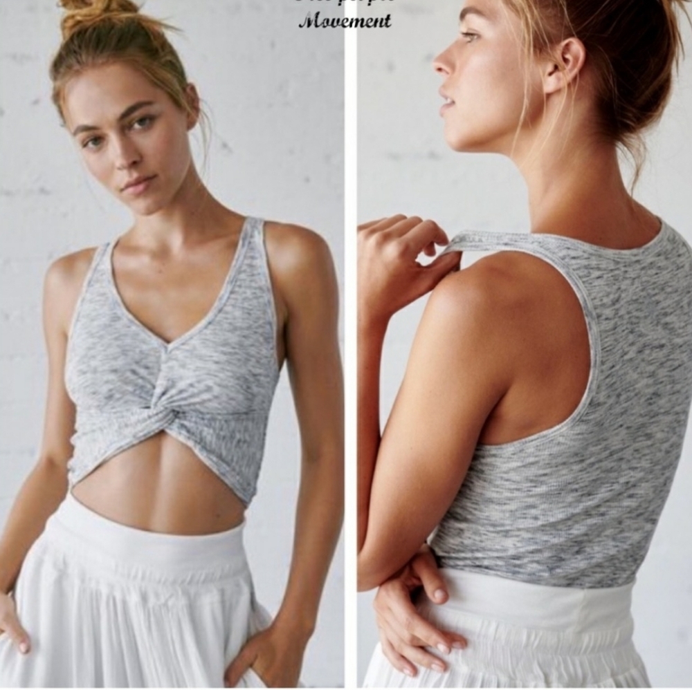 Free People Cropped Top- Heather Gray Medium